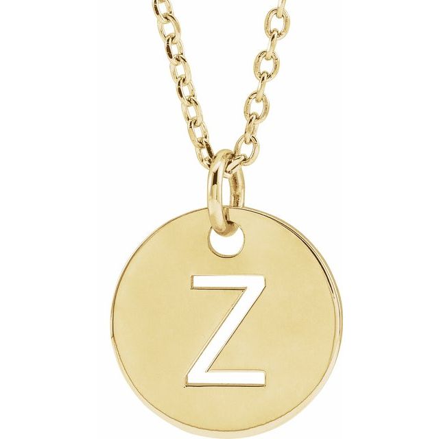 Gold Initial Disc Necklac