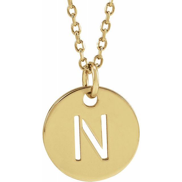 Gold Initial Disc Necklac