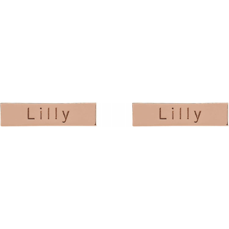 Engravable Gold Bar Earrings