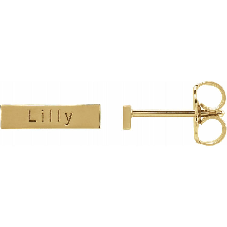 Engravable Bar Stud Earrings