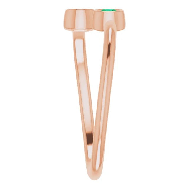 Emerald Two-Stone Stackable Ring