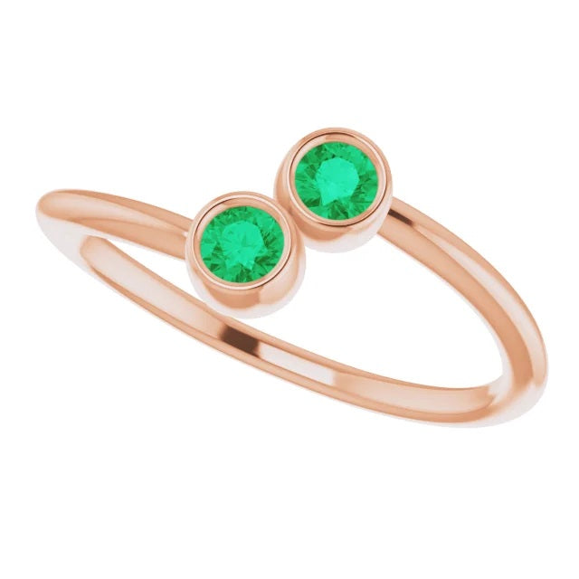 Emerald Two-Stone Stackable Ring