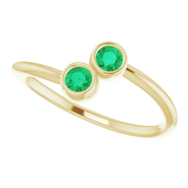 Emerald Two-Stone Stackable Ring