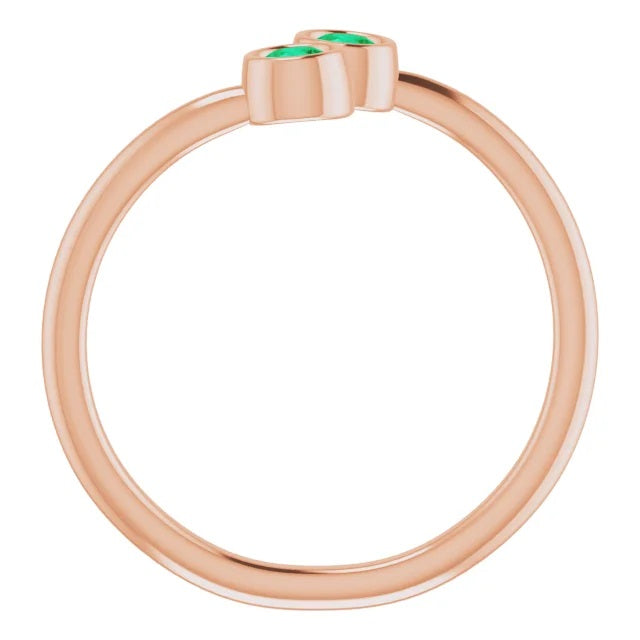 Emerald Two-Stone Stackable Ring
