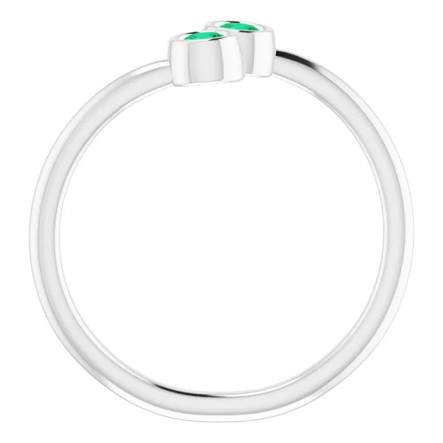 Emerald Two-Stone Stackable Ring