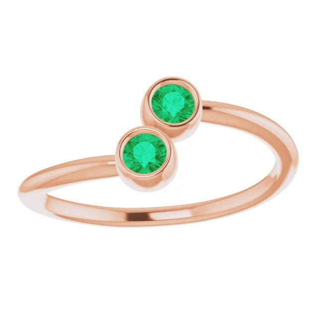 Emerald Two-Stone Stackable Ring