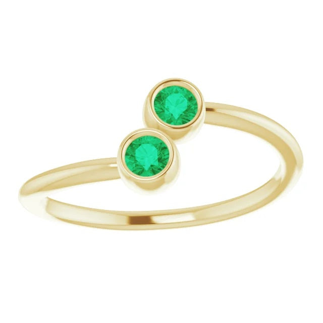 Emerald Two-Stone Stackable Ring