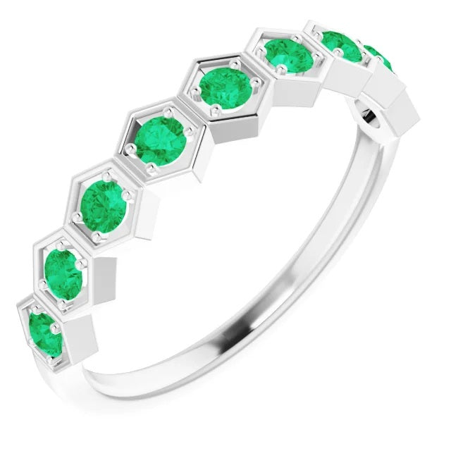 Hexagon Emerald Stackable Ring