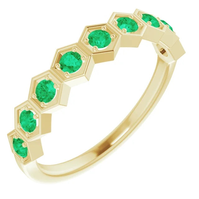 Hexagon Emerald Stackable Ring