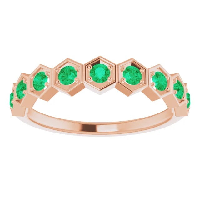 Hexagon Emerald Stackable Ring