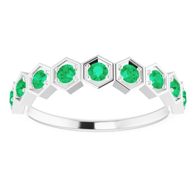 Hexagon Emerald Stackable Ring