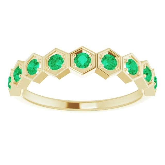 Hexagon Emerald Stackable Ring