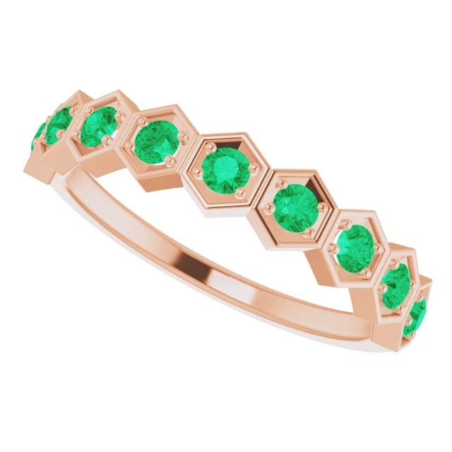 Hexagon Emerald Stackable Ring