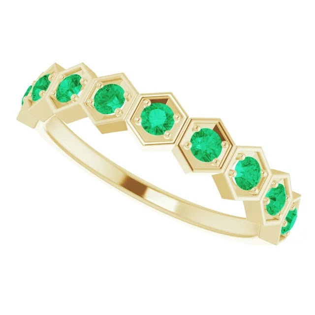 Hexagon Emerald Stackable Ring