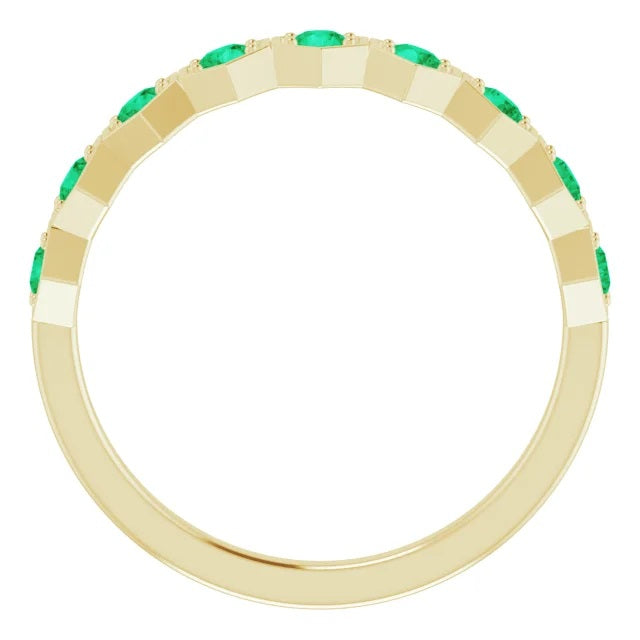 Hexagon Emerald Stackable Ring