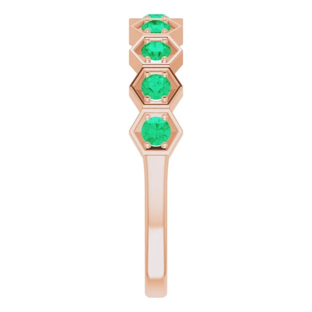 Hexagon Emerald Stackable Ring