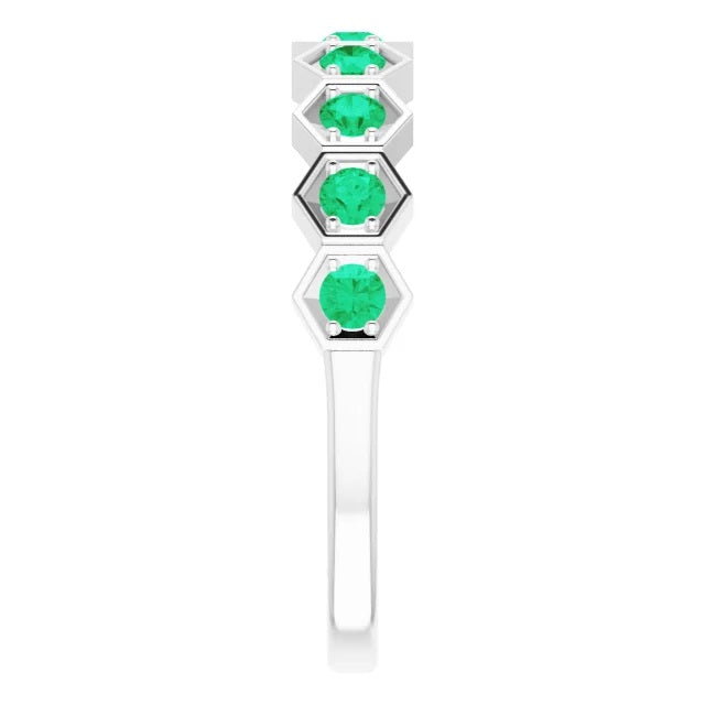 Hexagon Emerald Stackable Ring