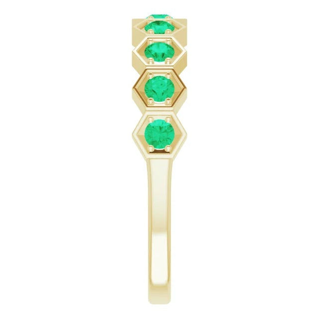 Hexagon Emerald Stackable Ring