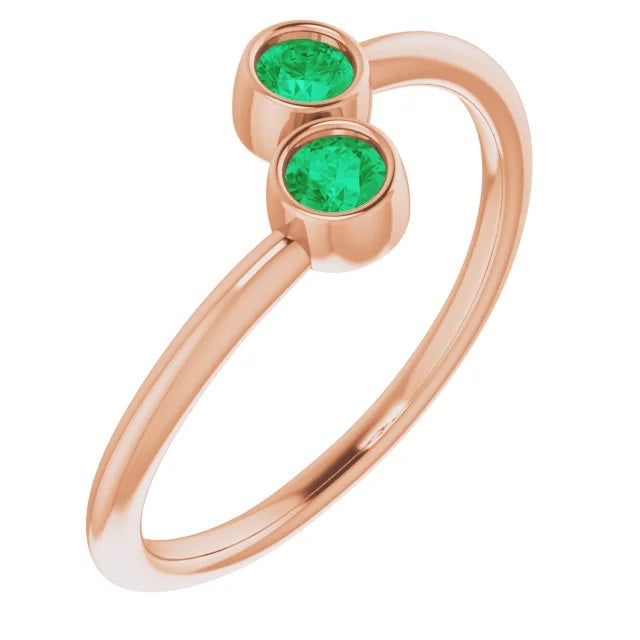 Emerald Two-Stone Stackable Ring