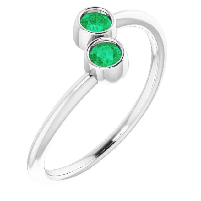 Emerald Two-Stone Stackable Ring