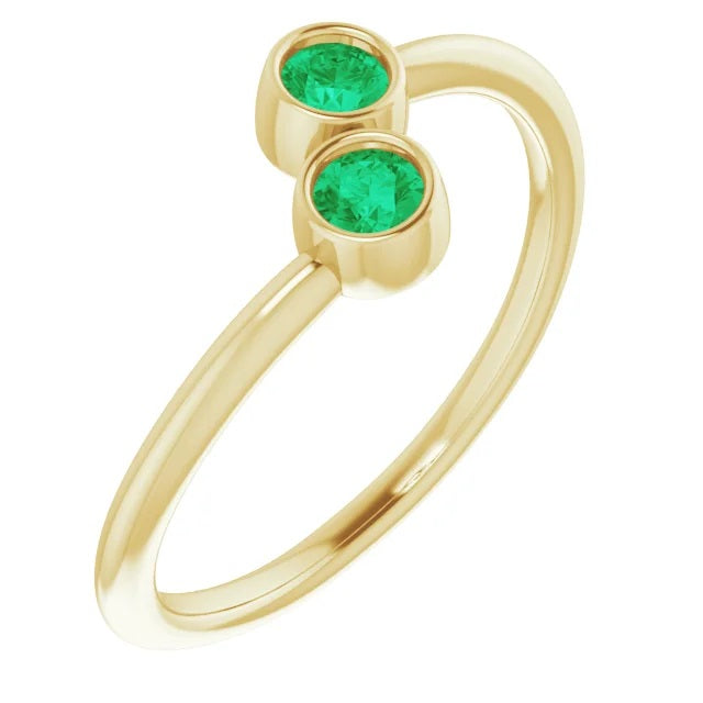 Emerald Two-Stone Stackable Ring
