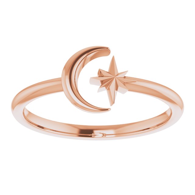 Crescent Moon + Star Open Ring