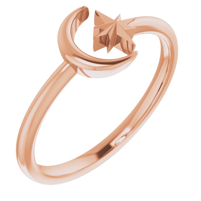 Crescent Moon + Star Open Ring