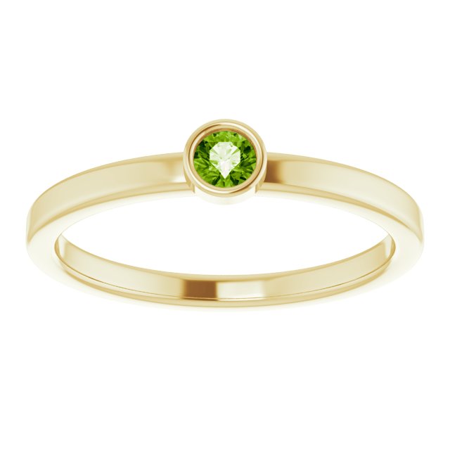 August Birthstone Natural Peridot 14K Gold Stackable Ring
