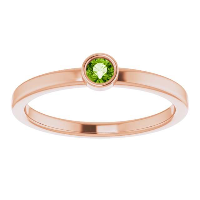 August Birthstone Natural Peridot 14K Gold Stackable Ring