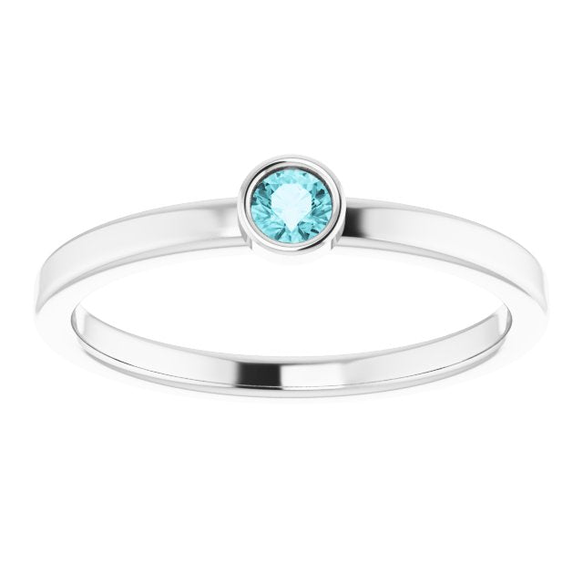 December Birthstone Natural Blue Zircon Ring