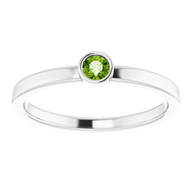 August Birthstone Natural Peridot 14K Gold Stackable Ring