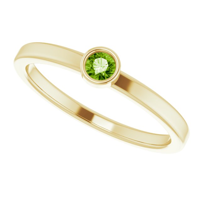 August Birthstone Natural Peridot 14K Gold Stackable Ring