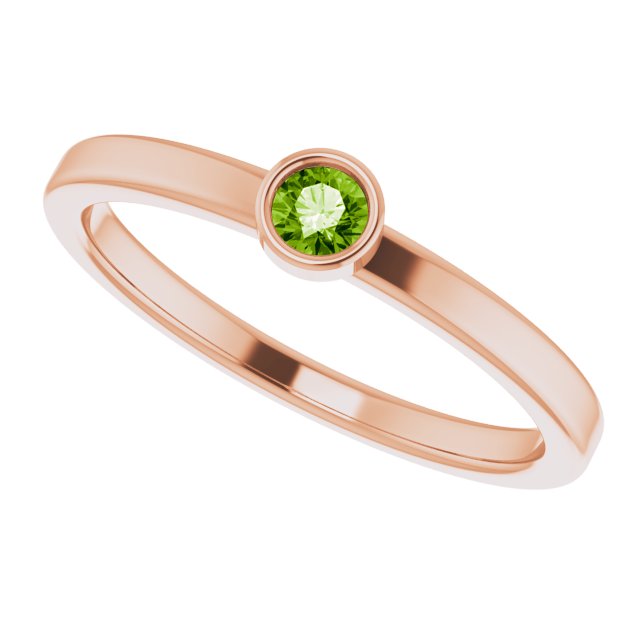 August Birthstone Natural Peridot 14K Gold Stackable Ring