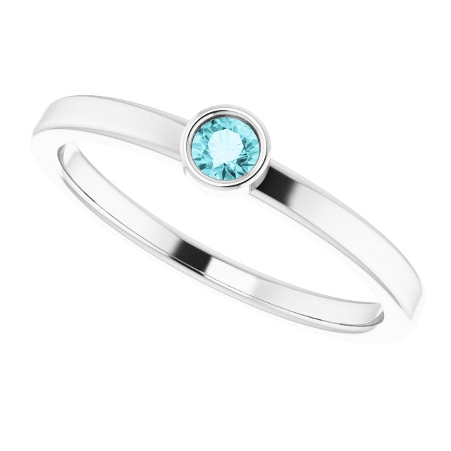 December Birthstone Natural Blue Zircon Ring
