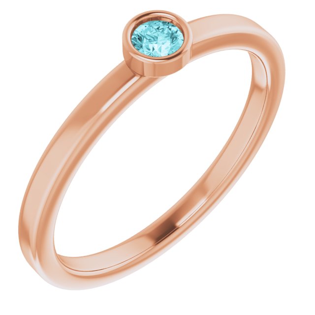 December Birthstone Natural Blue Zircon Ring