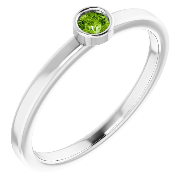 August Birthstone Natural Peridot 14K Gold Stackable Ring