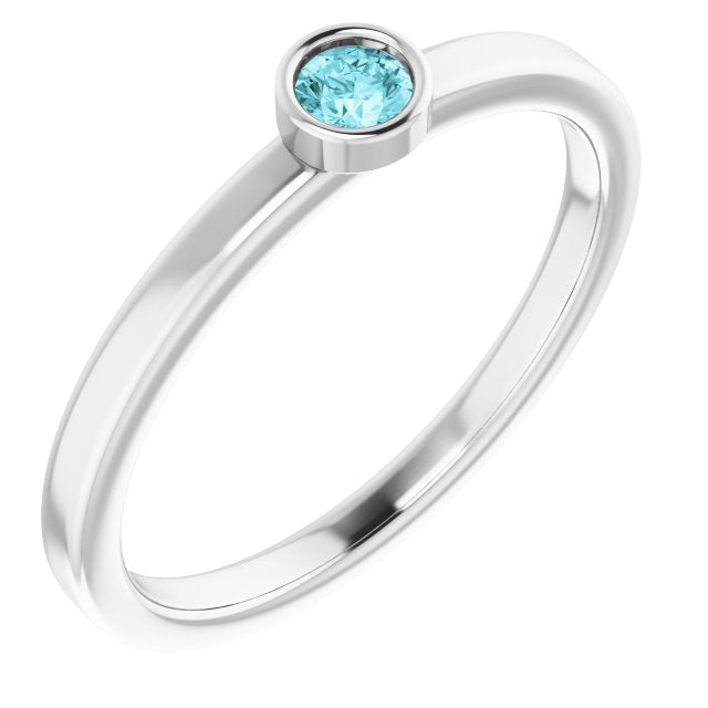 December Birthstone Natural Blue Zircon Ring