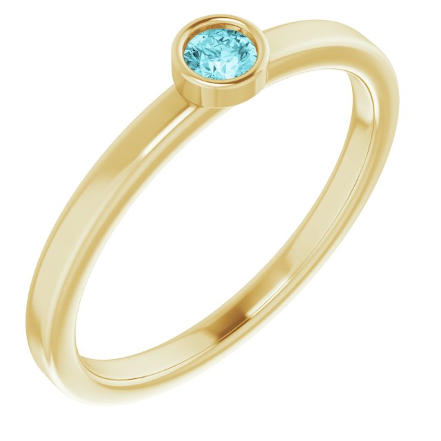 December Birthstone Natural Blue Zircon Ring