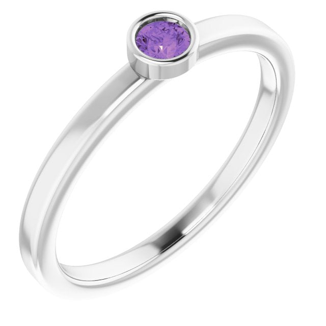 February Birthstone Natural Amethyst Gold Ring