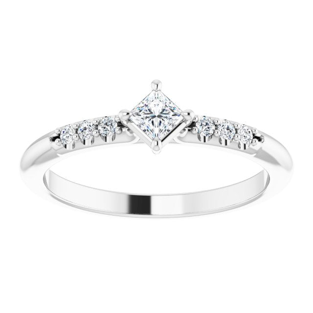 Tiny Square Diamond Stackable Ring