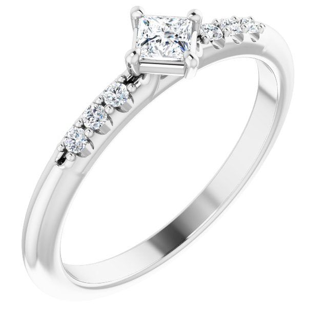 Tiny Square Diamond Stackable Ring