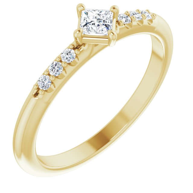 Tiny Square Diamond Stackable Ring