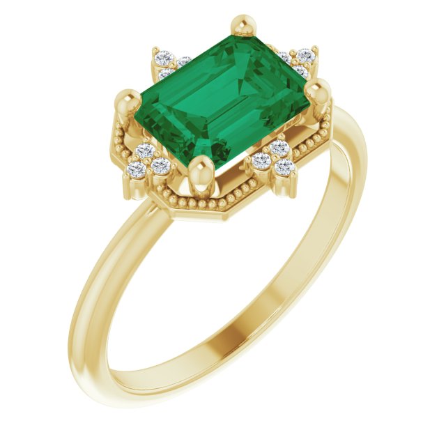 Emerald-Cut Genuine Emerald Engagement Ring