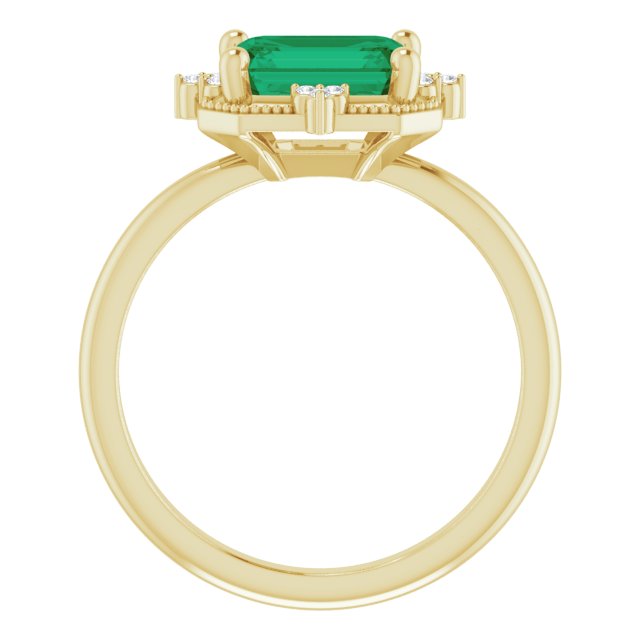 Emerald-Cut Genuine Emerald Engagement Ring