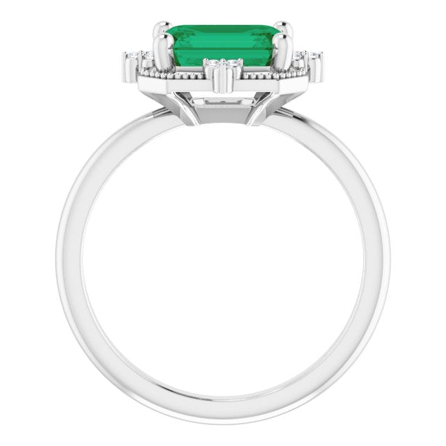 Emerald-Cut Genuine Emerald Engagement Ring