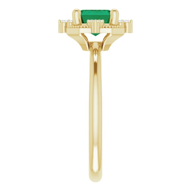 Emerald-Cut Genuine Emerald Engagement Ring