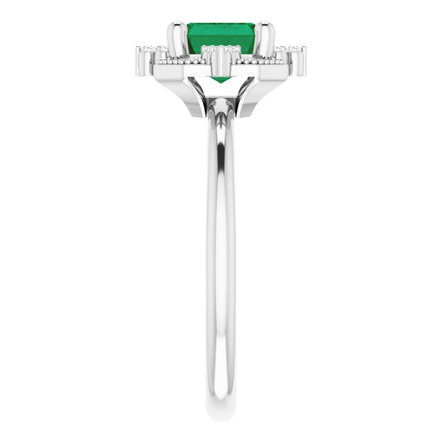 Emerald-Cut Genuine Emerald Engagement Ring