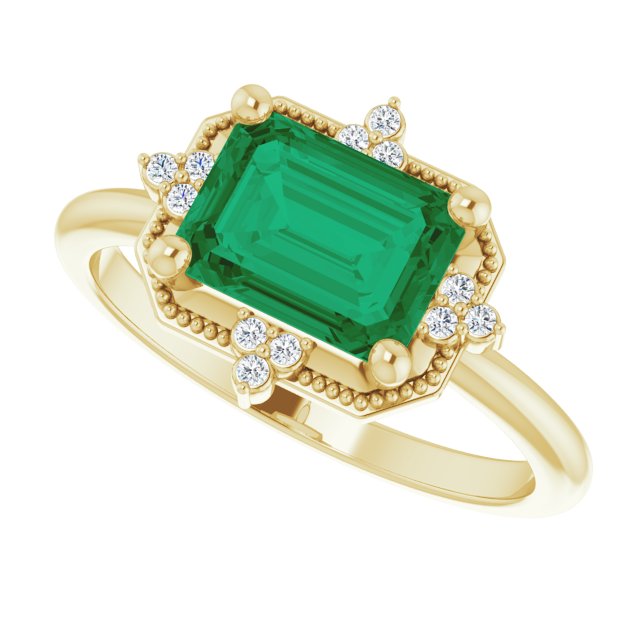 Emerald-Cut Genuine Emerald Engagement Ring