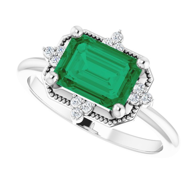 Emerald-Cut Genuine Emerald Engagement Ring