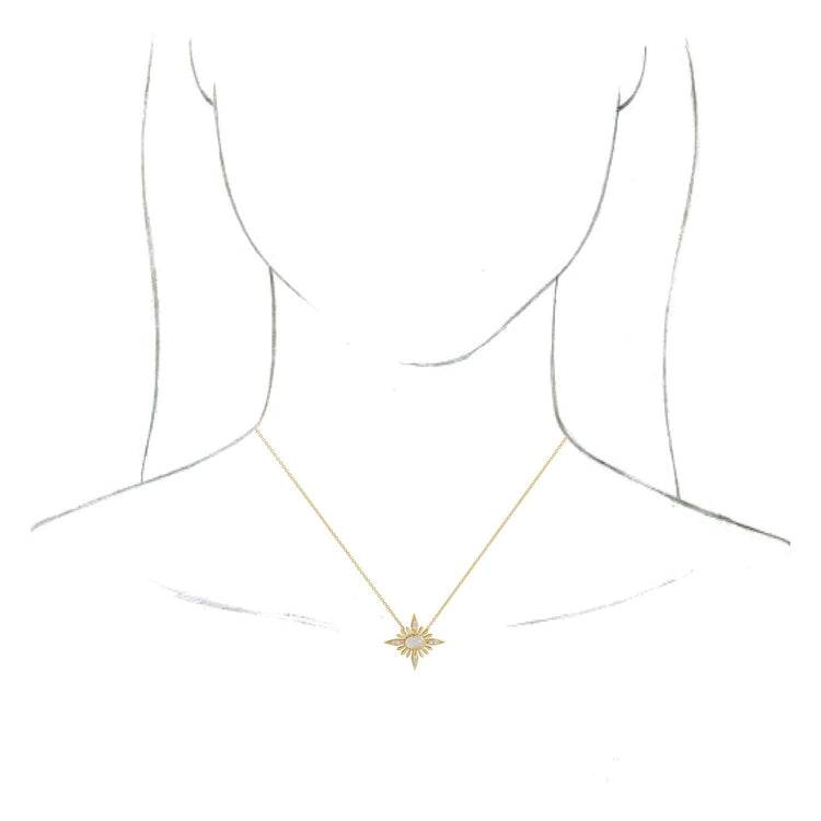 Blue Rubi Rainbow Moonstone + Diamond Celestial Necklace